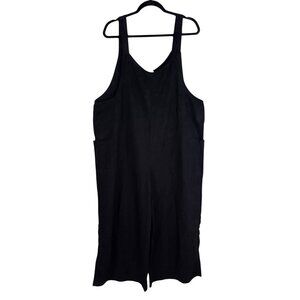 Hunter & Brown Overalls Jumpsuit Large Black Sleeveless Wide-Leg Womens
